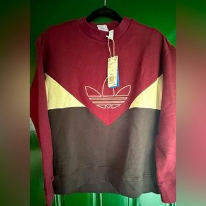 NWT Adidas Originals Sweater, Burgundy/Black, Sz Medium